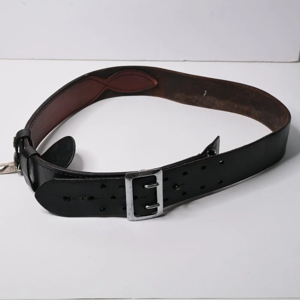 Safariland 42‎ MDL 88 Black Leather Police Duty Belt Double Prong Buckle Vintage